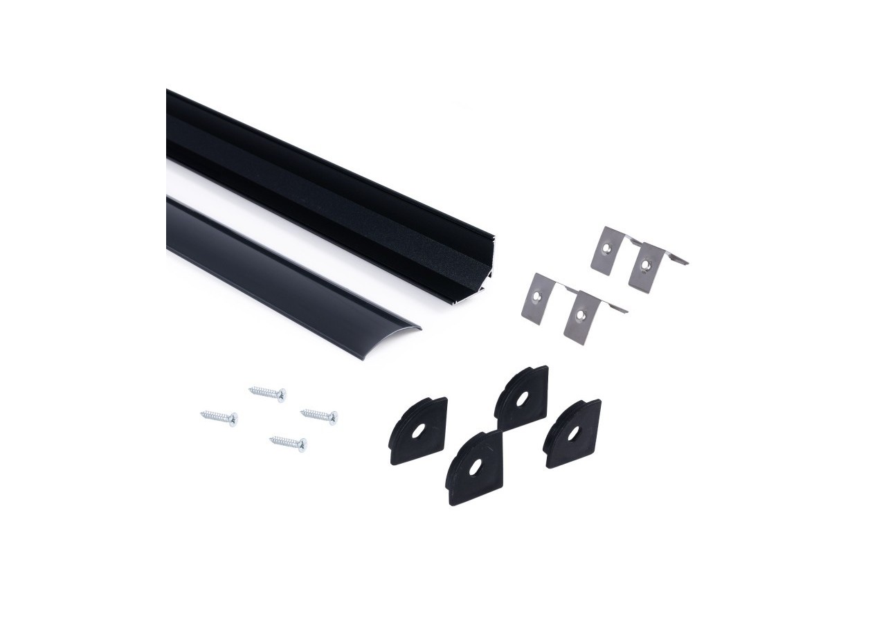 Profilé d'angle en aluminium avec diffuseur-Kit complet-20x20mm -Ruban LED jusqu'à 10mm-2m - BXT-632-N - Barcelona LED