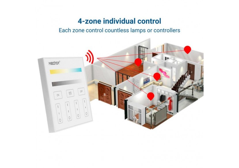Télécommande murale 4 zones CCT RF-Mi-Light-Blanc - B2 - Barcelona LED
