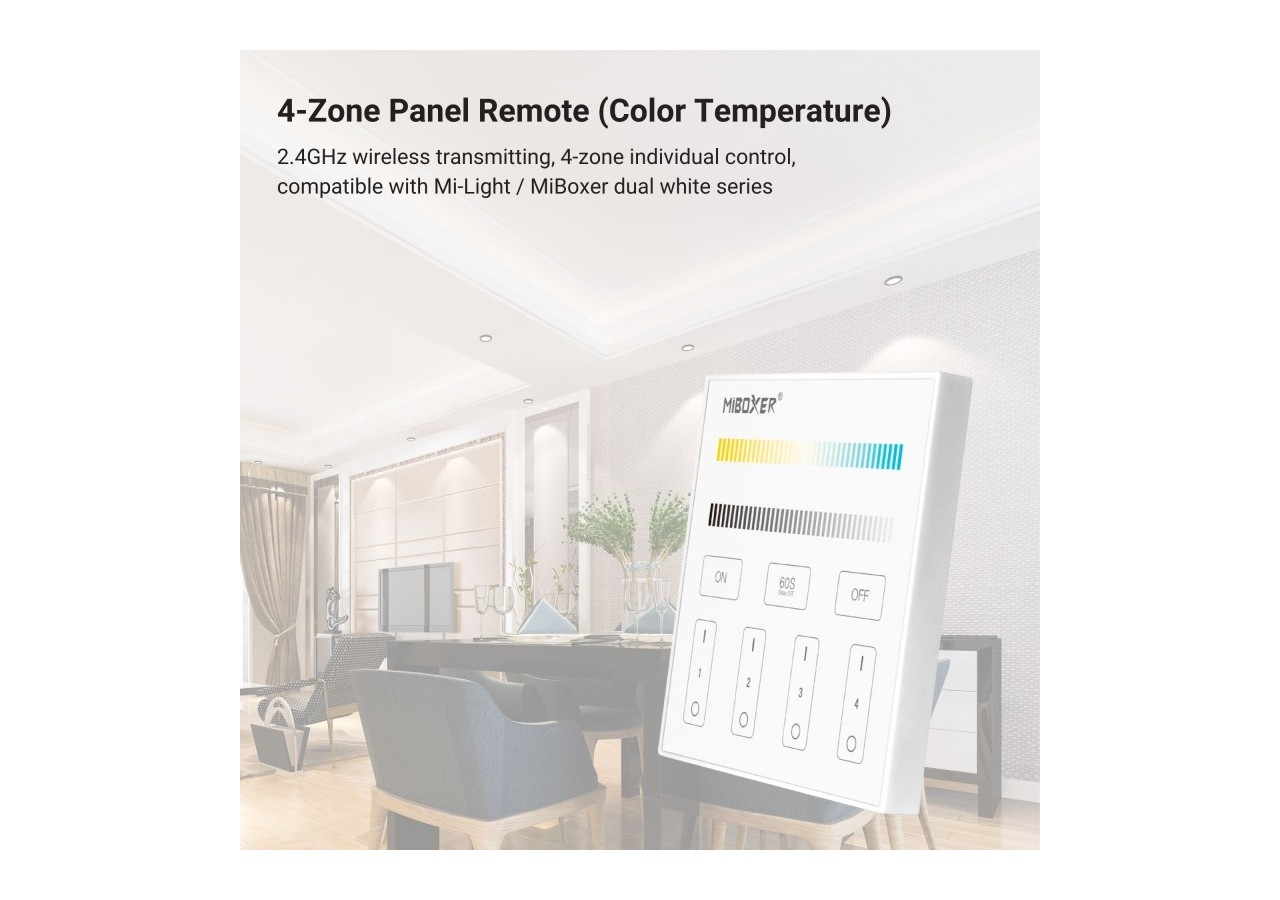 Télécommande murale 4 zones CCT RF-Mi-Light-Blanc - B2 - Barcelona LED