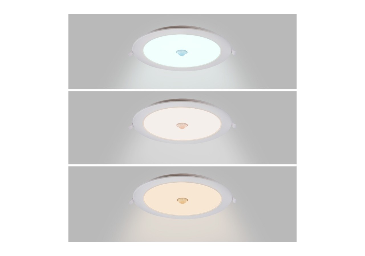 Downlight LED CCT avec capteur PIR 18W-Découpe diamètre 200-210mm - B1267-S-CCT - Barcelona LED