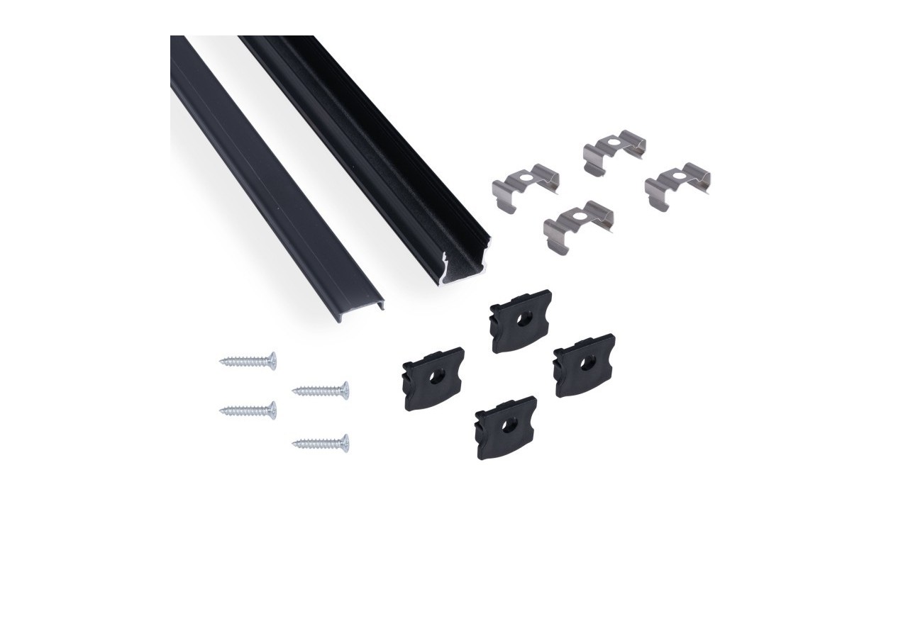 Profilé de surface en aluminium avec diffuseur-Kit complet-17,6 x 14,5mm-Ruban LED jusqu'à 12 mm-2m - BXT-393-N - Barcelona LED