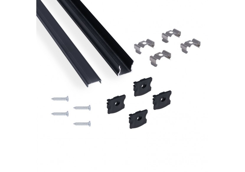 Profilé de surface en aluminium avec diffuseur-Kit complet-17,6 x 14,5mm-Ruban LED jusqu'à 12 mm-2m - BXT-393-N - Barcelona LED