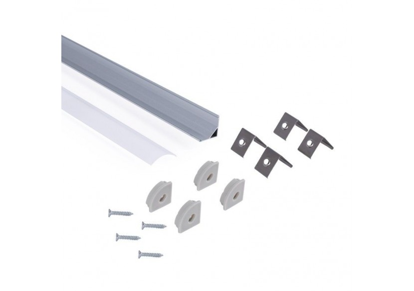 Profilé d'angle en aluminium avec diffuseur-Kit complet-15,8x15,8mm-Ruban LED jusqu'à 10 mm-2m - BXT-58-P - Barcelona LED