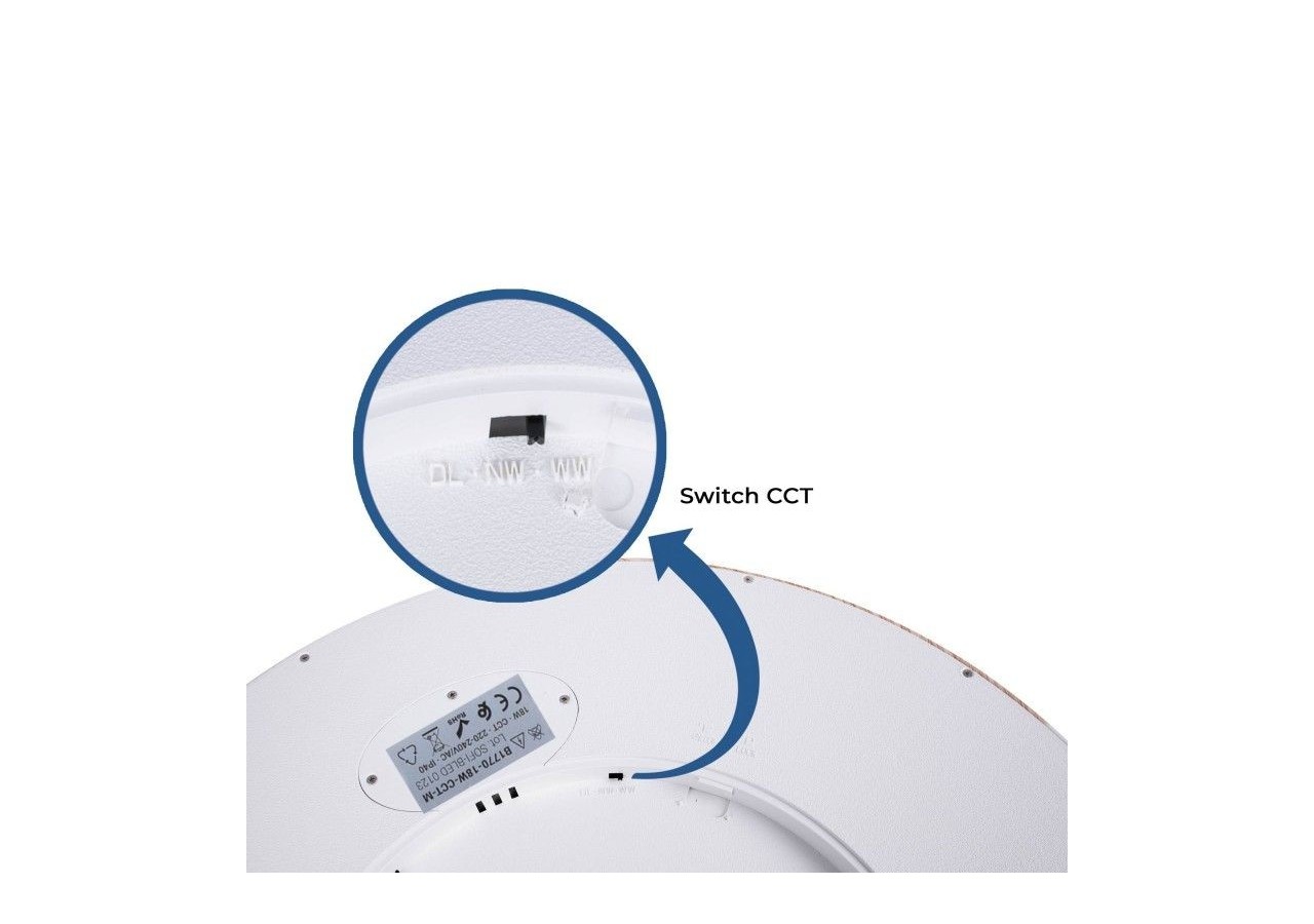 Plafonnier LED rond CCT 18W-IP40 - B1770-18W-CCT-M - Barcelona LED