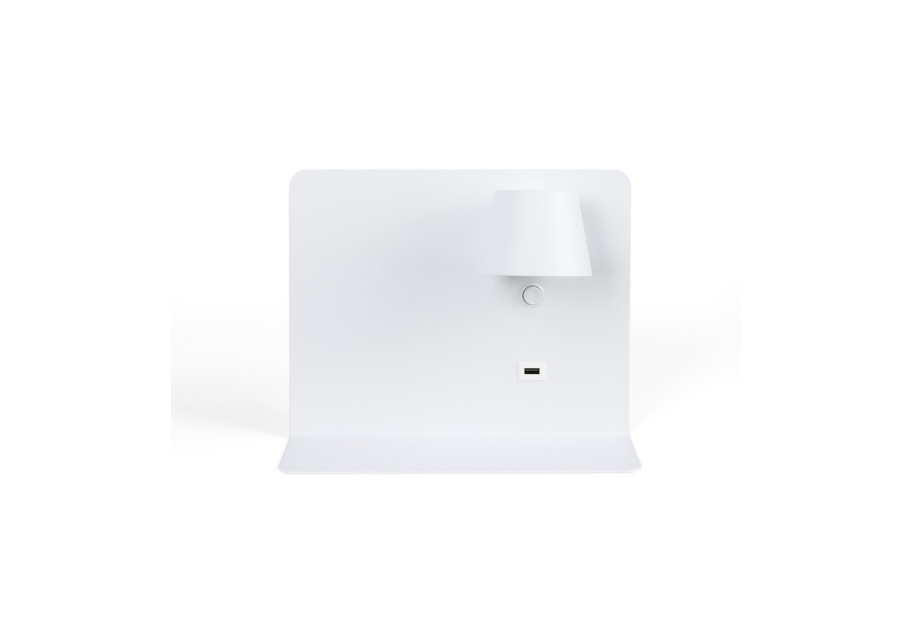 Lot de 2-Applique murale liseuse avec port USB "BASKOP"-6W-Design horizontal-Blanc - K1541-2B - Barcelona LED
