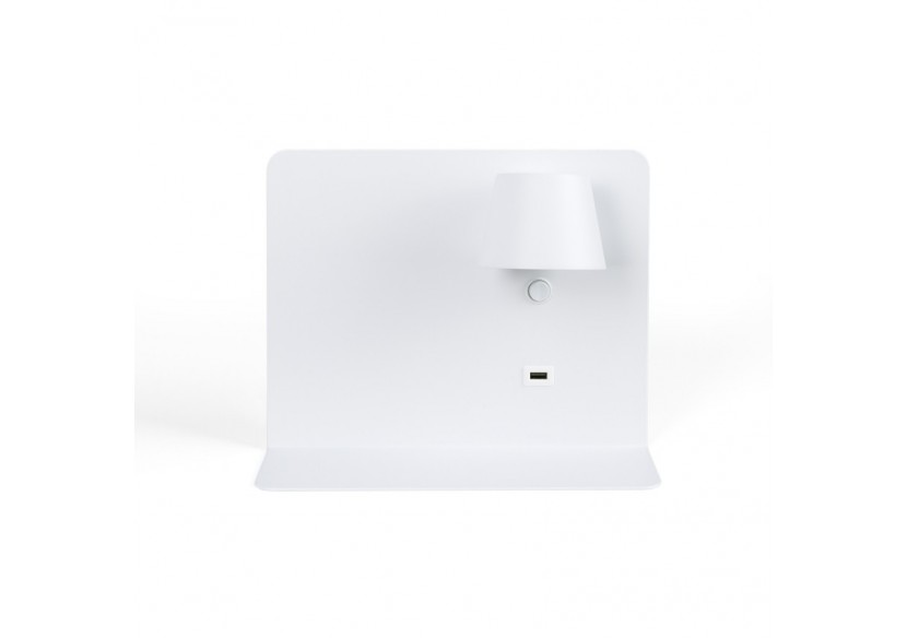 Lot de 2-Applique murale liseuse avec port USB "BASKOP"-6W-Design horizontal-Blanc - K1541-2B - Barcelona LED