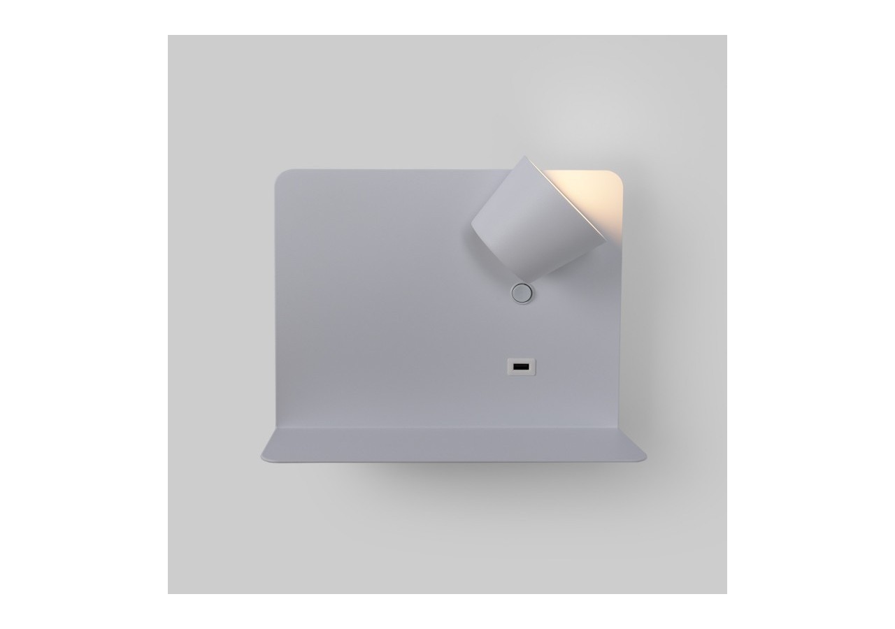 Lot de 2-Applique murale liseuse avec port USB "BASKOP"-6W-Design horizontal-Blanc - K1541-2B - Barcelona LED