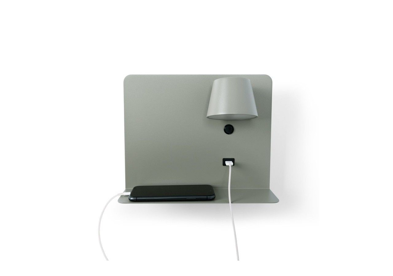 Lot de 2-Applique murale liseuse avec port USB "BASKOP"-6W-Design horizontal-Gris - K1541-2G - Barcelona LED