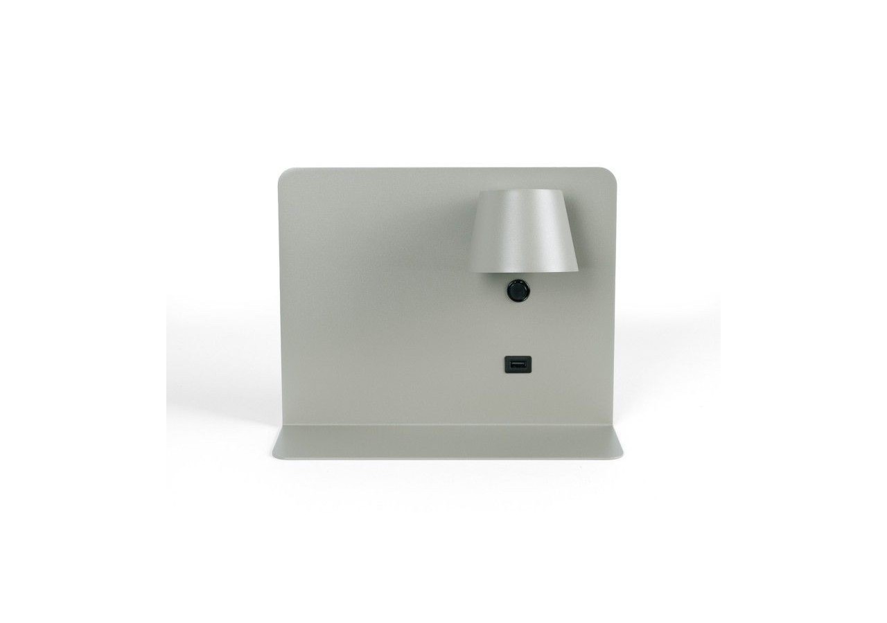 Lot de 2-Applique murale liseuse avec port USB "BASKOP"-6W-Design horizontal-Gris - K1541-2G - Barcelona LED