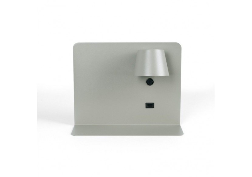 Lot de 2-Applique murale liseuse avec port USB "BASKOP"-6W-Design horizontal-Gris - K1541-2G - Barcelona LED