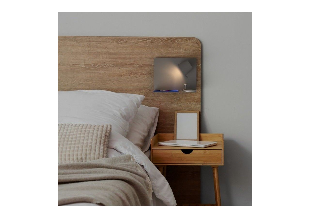 Lot de 2-Applique murale liseuse avec port USB "BASKOP"-6W-Design horizontal-Gris - K1541-2G - Barcelona LED