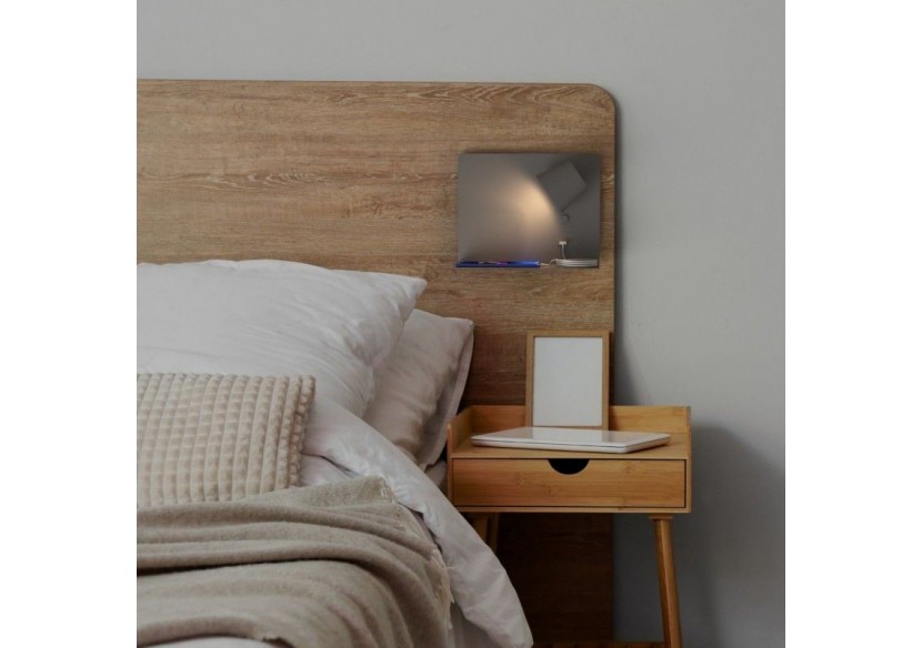 Lot de 2-Applique murale liseuse avec port USB "BASKOP"-6W-Design horizontal-Gris - K1541-2G - Barcelona LED