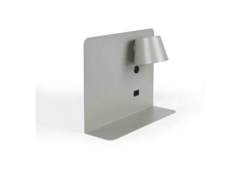 Lot de 2-Applique murale liseuse avec port USB "BASKOP"-6W-Design horizontal-Gris - K1541-2G - Barcelona LED