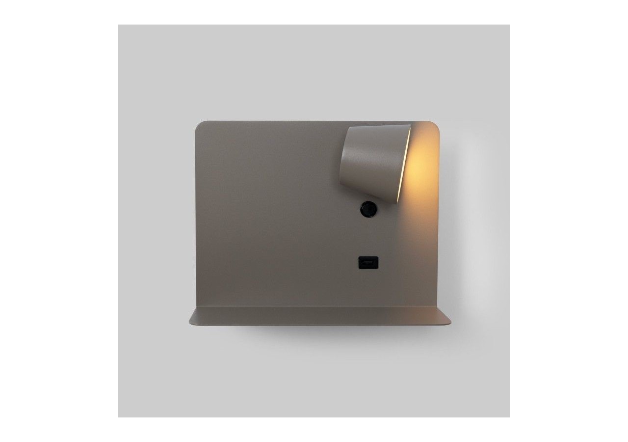 Lot de 2-Applique murale liseuse avec port USB "BASKOP"-6W-Design horizontal-Gris - K1541-2G - Barcelona LED