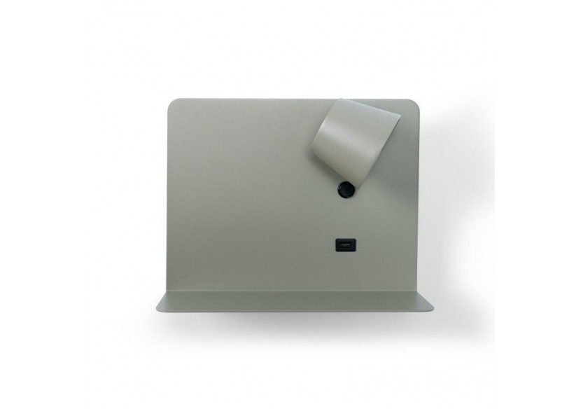 Lot de 2-Applique murale liseuse avec port USB "BASKOP"-6W-Design horizontal-Gris - K1541-2G - Barcelona LED