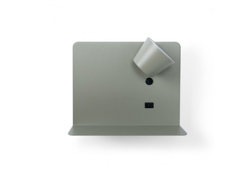 Lot de 2-Applique murale liseuse avec port USB "BASKOP"-6W-Design horizontal-Gris - K1541-2G - Barcelona LED