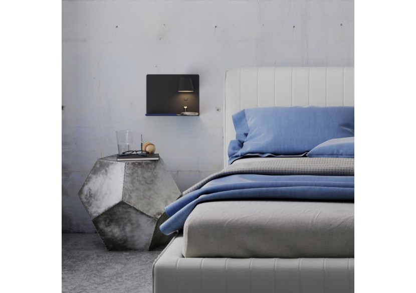 Lot de 2-Applique murale liseuse avec port USB "BASKOP"-6W-Design horizontal-Noir - K1541-2N - Barcelona LED