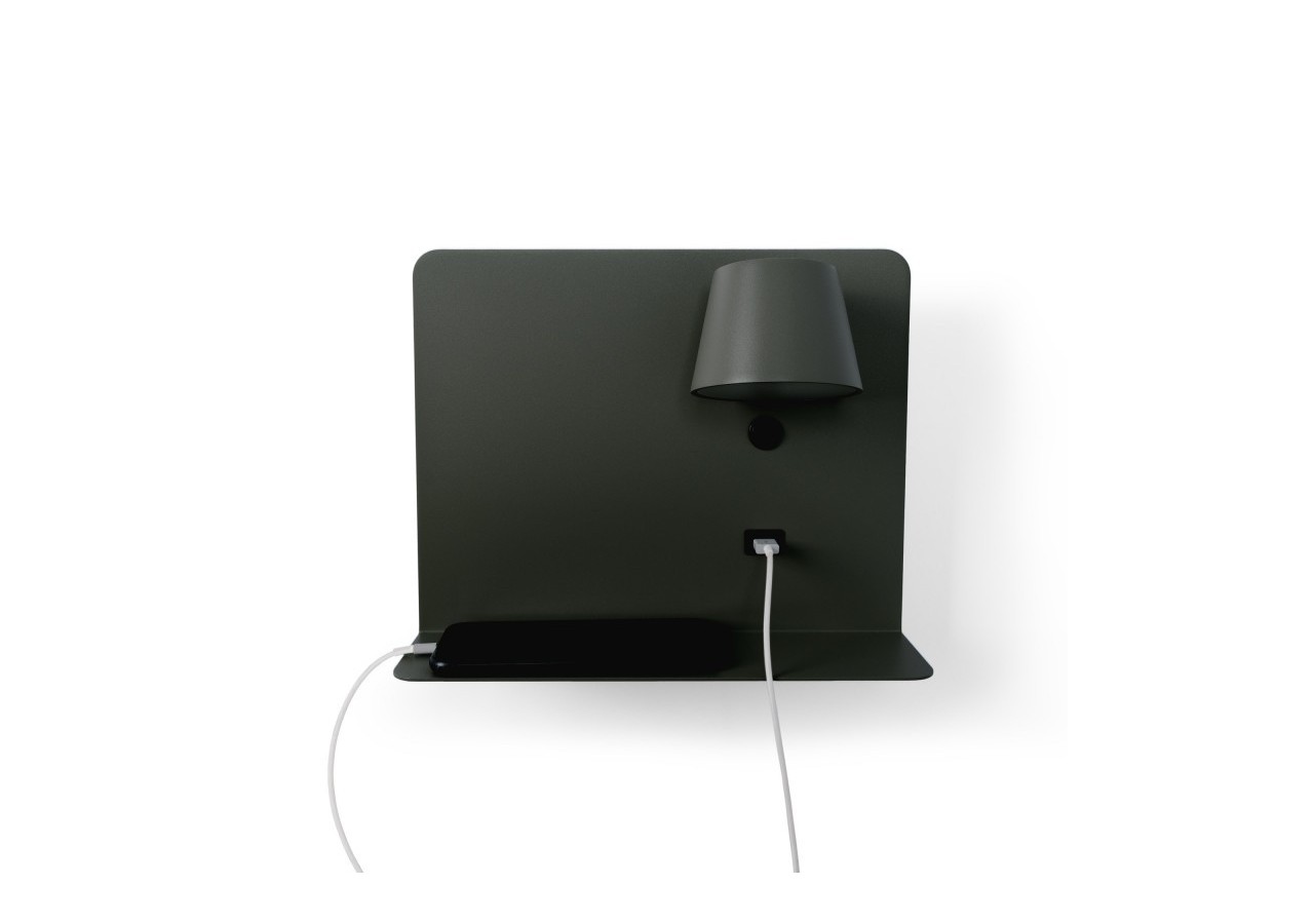 Lot de 2-Applique murale liseuse avec port USB "BASKOP"-6W-Design horizontal-Noir - K1541-2N - Barcelona LED
