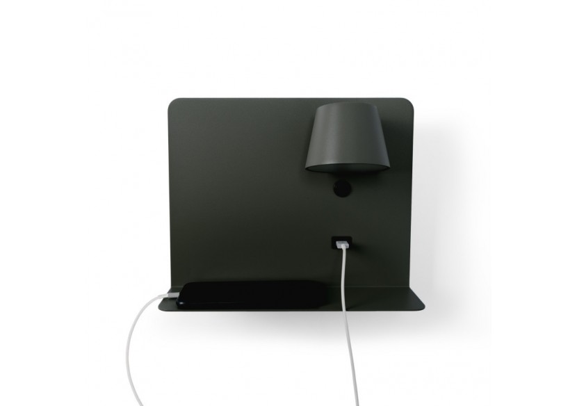 Lot de 2-Applique murale liseuse avec port USB "BASKOP"-6W-Design horizontal-Noir - K1541-2N - Barcelona LED