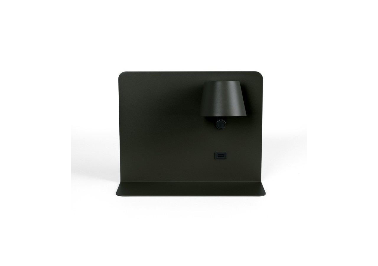 Lot de 2-Applique murale liseuse avec port USB "BASKOP"-6W-Design horizontal-Noir - K1541-2N - Barcelona LED