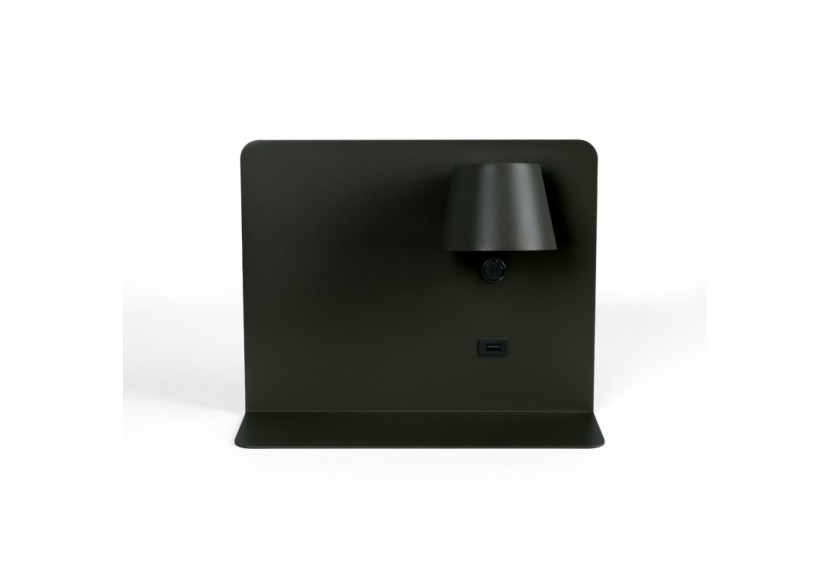 Lot de 2-Applique murale liseuse avec port USB "BASKOP"-6W-Design horizontal-Noir - K1541-2N - Barcelona LED