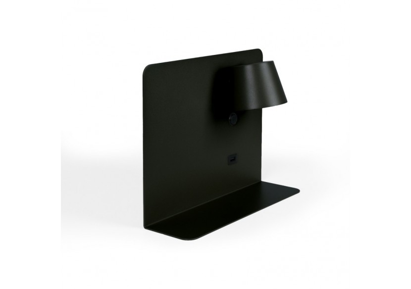 Lot de 2-Applique murale liseuse avec port USB "BASKOP"-6W-Design horizontal-Noir - K1541-2N - Barcelona LED