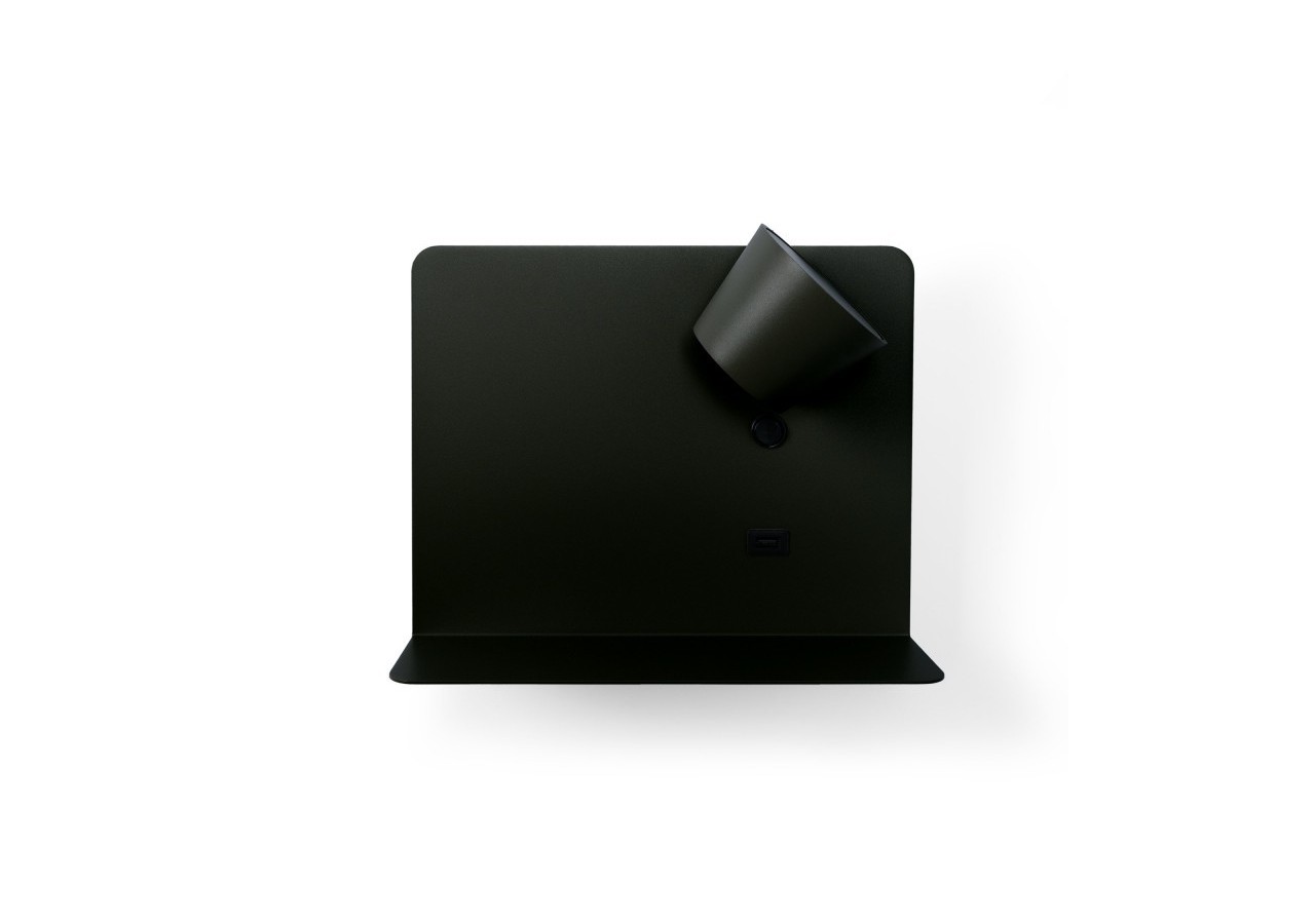 Lot de 2-Applique murale liseuse avec port USB "BASKOP"-6W-Design horizontal-Noir - K1541-2N - Barcelona LED