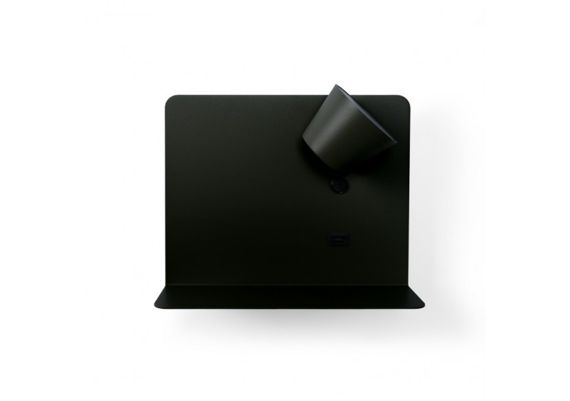 Lot de 2-Applique murale liseuse avec port USB "BASKOP"-6W-Design horizontal-Noir - K1541-2N - Barcelona LED