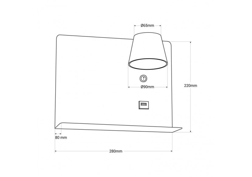 Lot de 2-Applique murale liseuse avec port USB "BASKOP"-6W-Design horizontal-Noir - K1541-2N - Barcelona LED