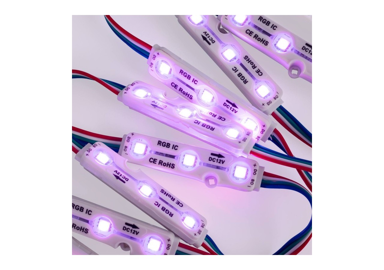 Modules LED RGB IC pour enseignes lumineuses-0,72W-12V-IP65-120 degrés - BM1431RGBIC - Barcelona LED