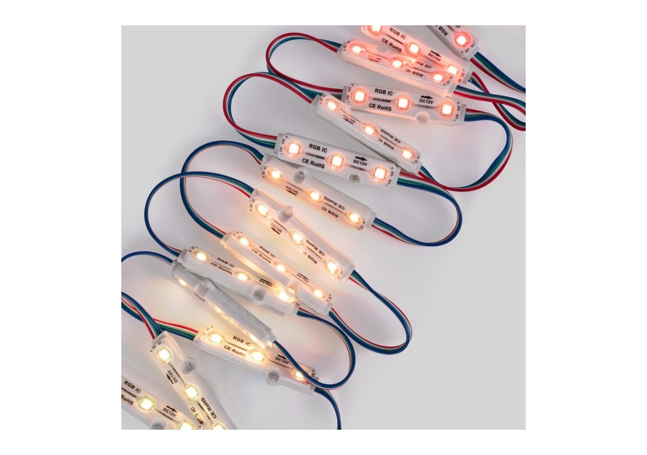 Modules LED RGB IC pour enseignes lumineuses-0,72W-12V-IP65-120 degrés - BM1431RGBIC - Barcelona LED