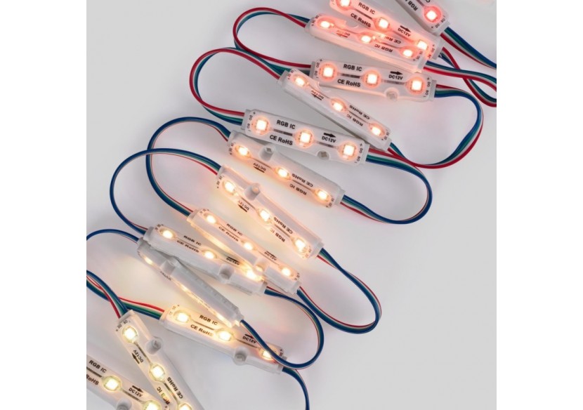 Modules LED RGB IC pour enseignes lumineuses-0,72W-12V-IP65-120 degrés - BM1431RGBIC - Barcelona LED