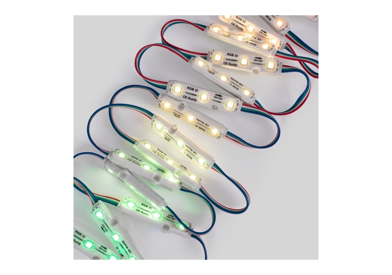 Modules LED RGB IC pour enseignes lumineuses-0,72W-12V-IP65-120 degrés - BM1431RGBIC - Barcelona LED