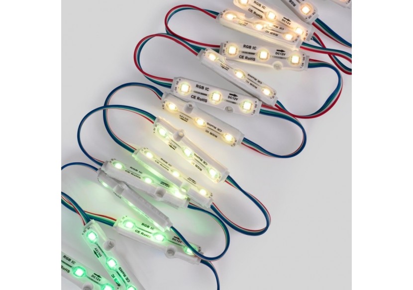 Modules LED RGB IC pour enseignes lumineuses-0,72W-12V-IP65-120 degrés - BM1431RGBIC - Barcelona LED