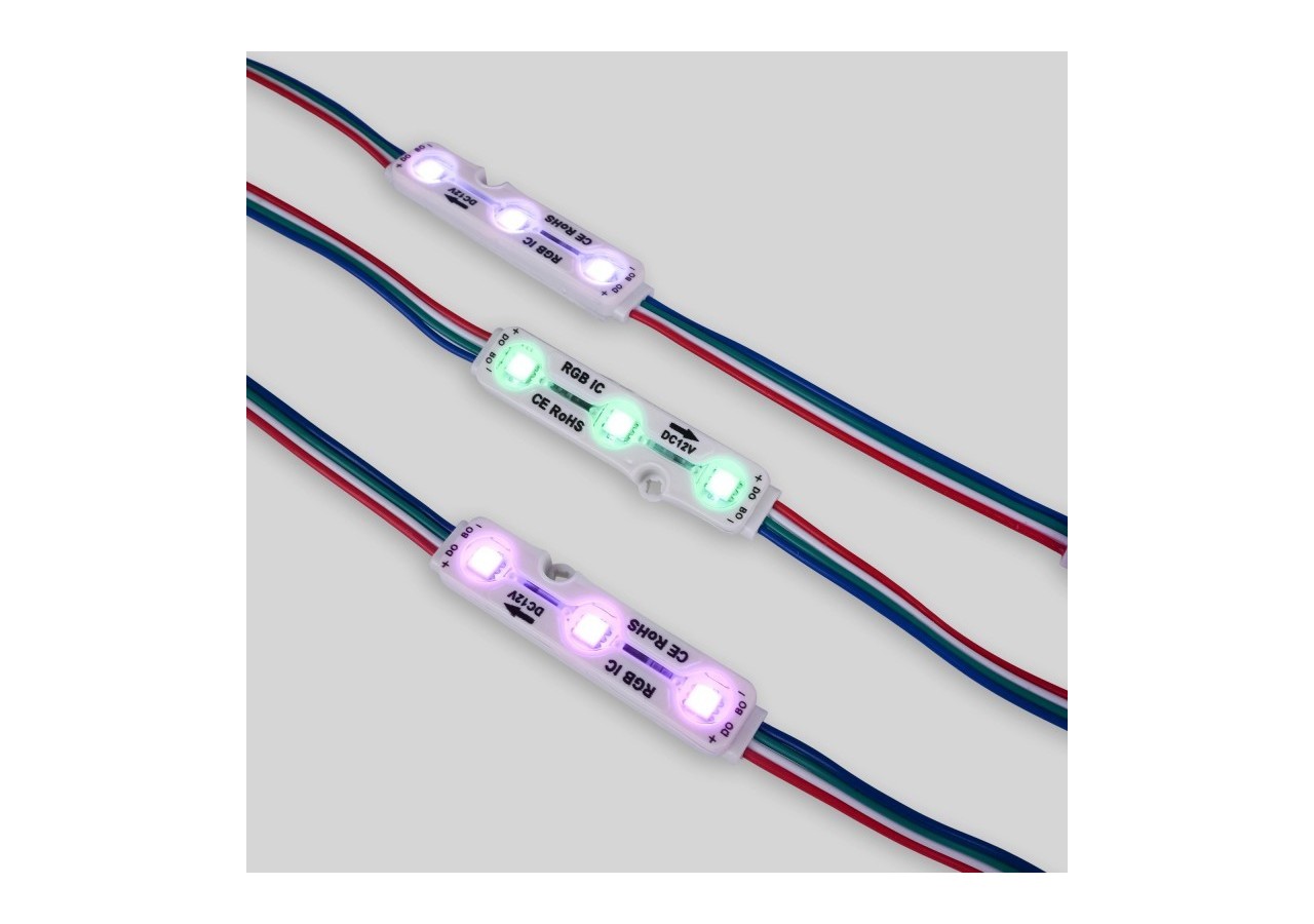 Modules LED RGB IC pour enseignes lumineuses-0,72W-12V-IP65-120 degrés - BM1431RGBIC - Barcelona LED