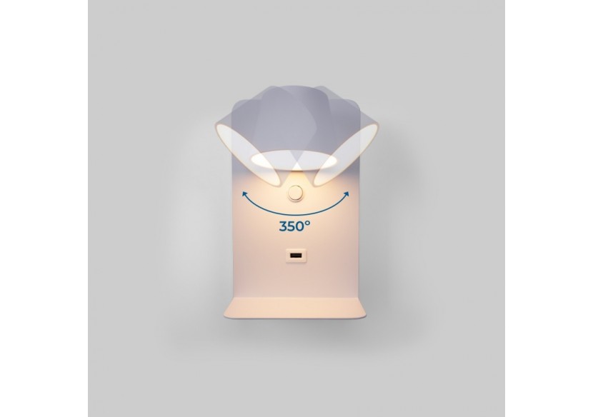 Lot de 2-Applique murale liseuse avec port USB "BASKOP"-6W-Design vertical-Blanc - K1545-2B - Barcelona LED