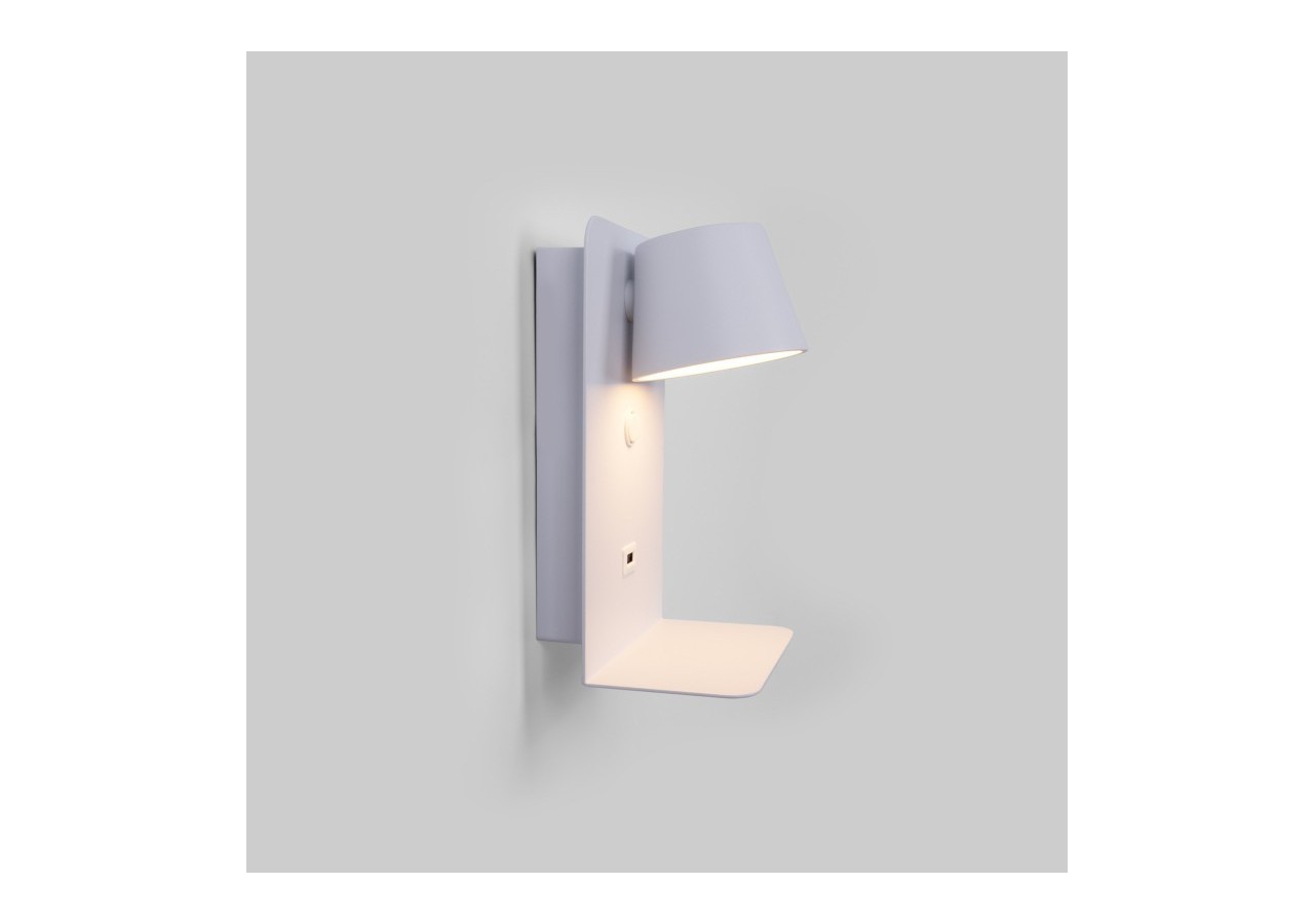 Lot de 2-Applique murale liseuse avec port USB "BASKOP"-6W-Design vertical-Blanc - K1545-2B - Barcelona LED