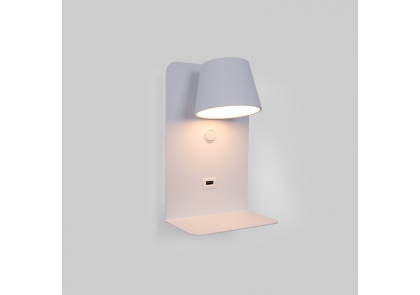 Lot de 2-Applique murale liseuse avec port USB "BASKOP"-6W-Design vertical-Blanc - K1545-2B - Barcelona LED