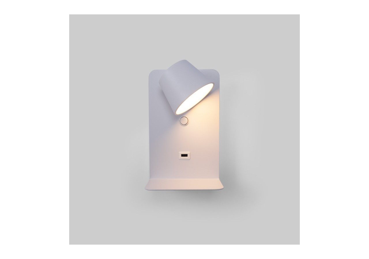 Lot de 2-Applique murale liseuse avec port USB "BASKOP"-6W-Design vertical-Blanc - K1545-2B - Barcelona LED