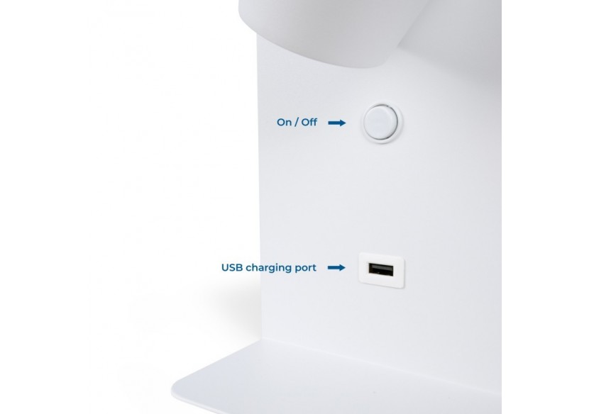 Lot de 2-Applique murale liseuse avec port USB "BASKOP"-6W-Design vertical-Blanc - K1545-2B - Barcelona LED