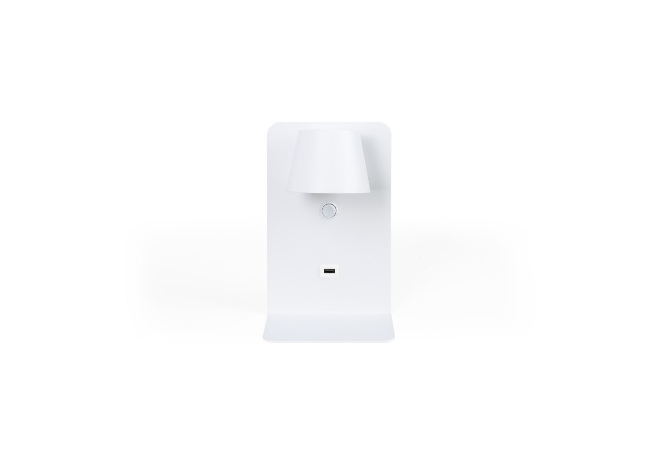 Lot de 2-Applique murale liseuse avec port USB "BASKOP"-6W-Design vertical-Blanc - K1545-2B - Barcelona LED