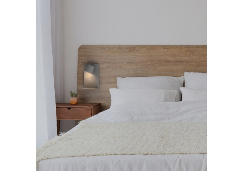 Lot de 2-Applique murale liseuse avec port USB "BASKOP"-6W-Design vertical-Gris - K1545-2G - Barcelona LED