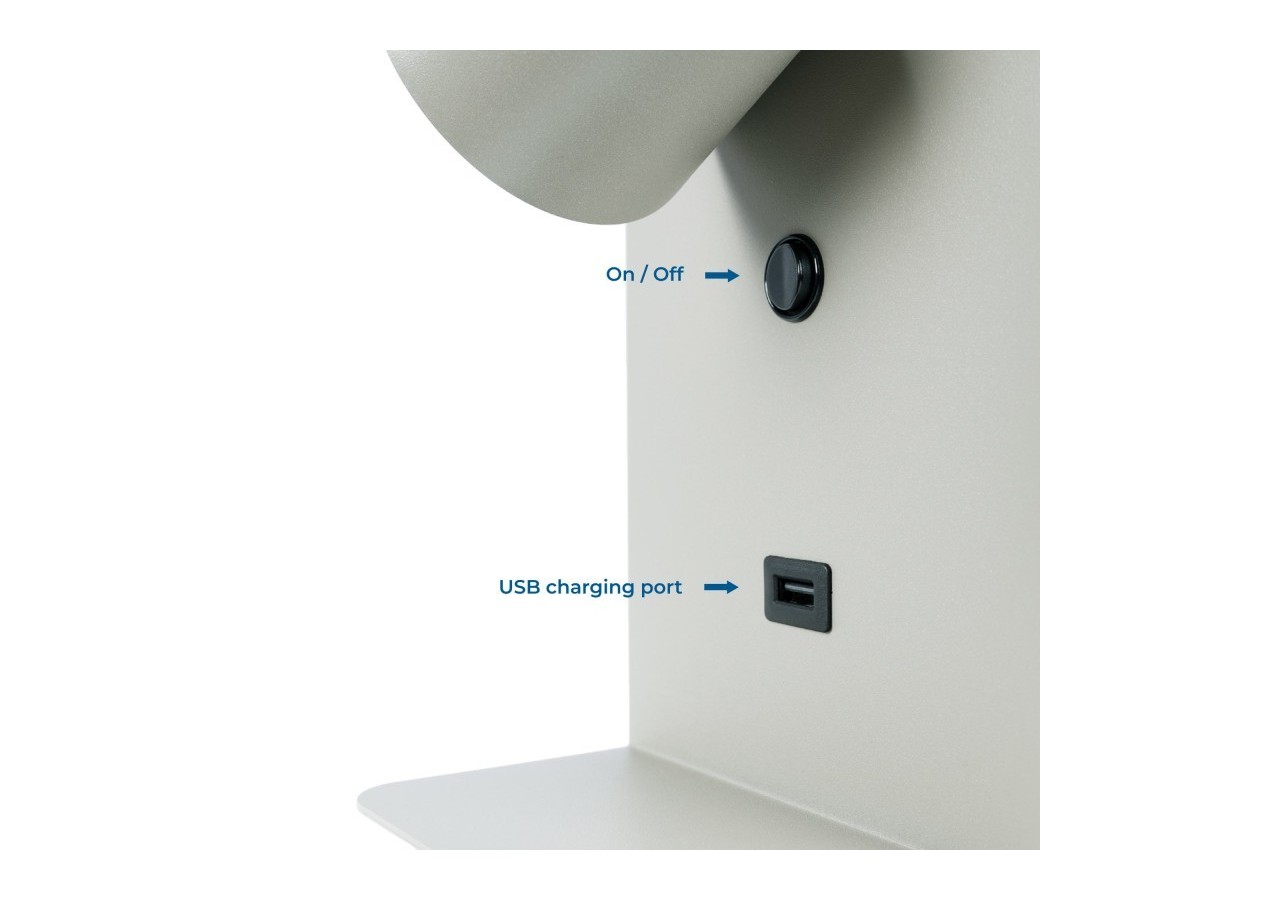 Lot de 2-Applique murale liseuse avec port USB "BASKOP"-6W-Design vertical-Gris - K1545-2G - Barcelona LED