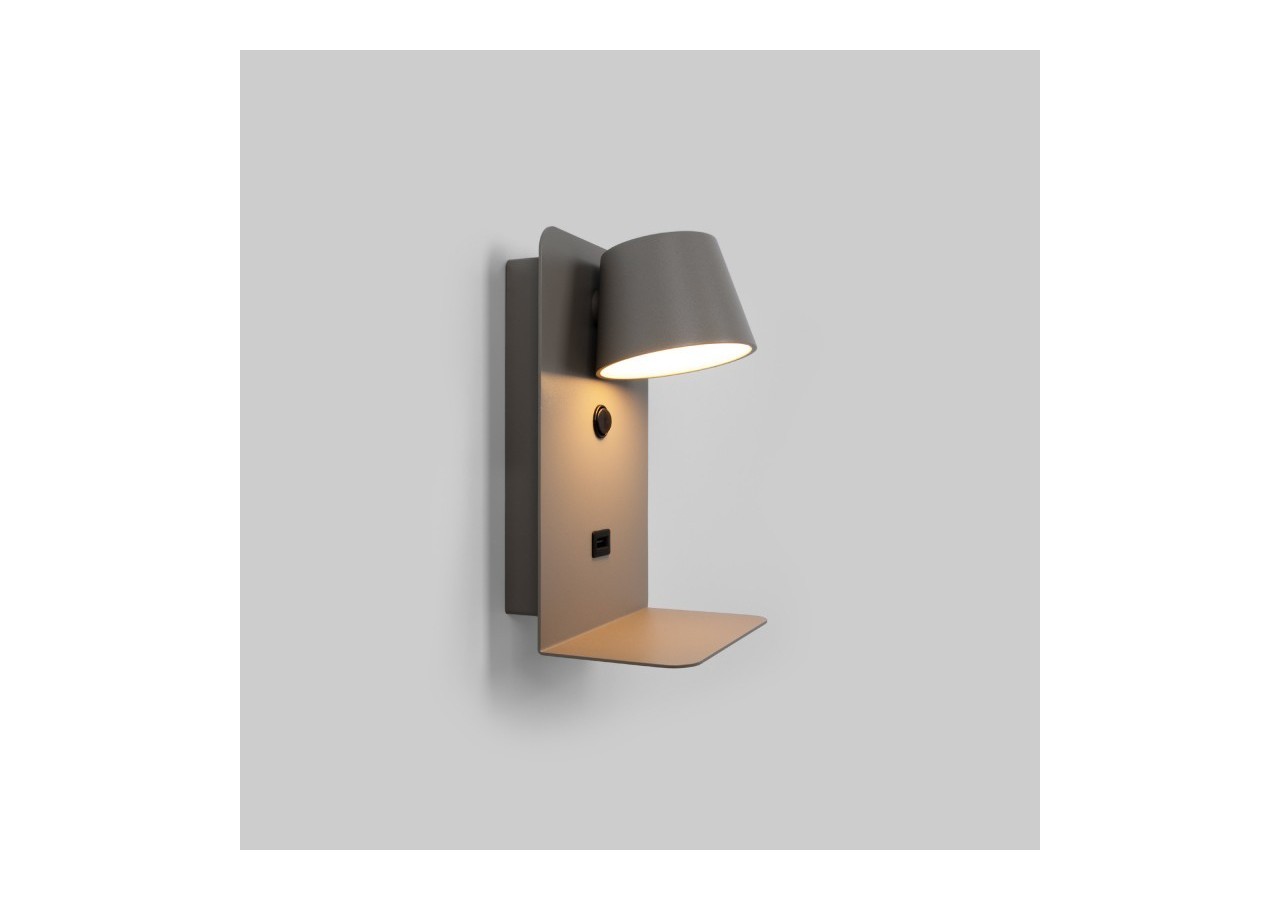 Lot de 2-Applique murale liseuse avec port USB "BASKOP"-6W-Design vertical-Gris - K1545-2G - Barcelona LED