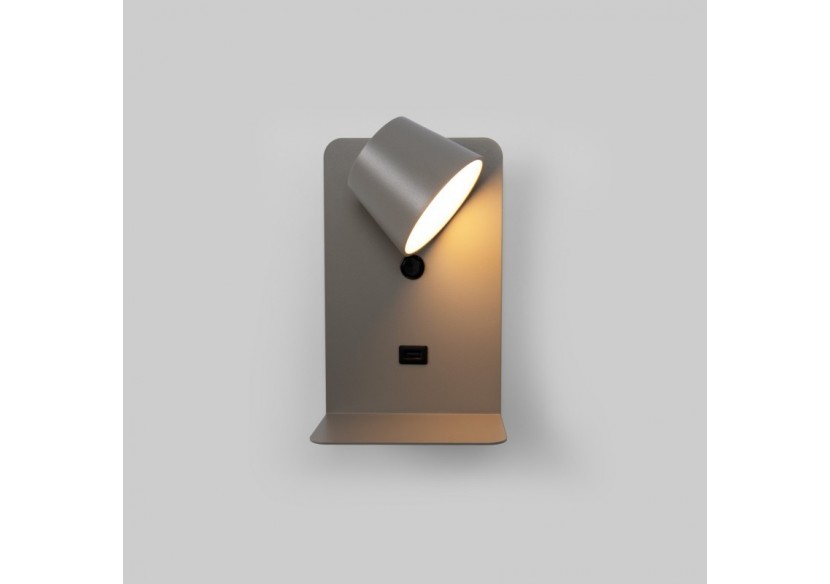 Lot de 2-Applique murale liseuse avec port USB "BASKOP"-6W-Design vertical-Gris - K1545-2G - Barcelona LED