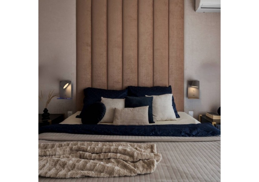 Lot de 2-Applique murale liseuse avec port USB "BASKOP"-6W-Design vertical-Gris - K1545-2G - Barcelona LED