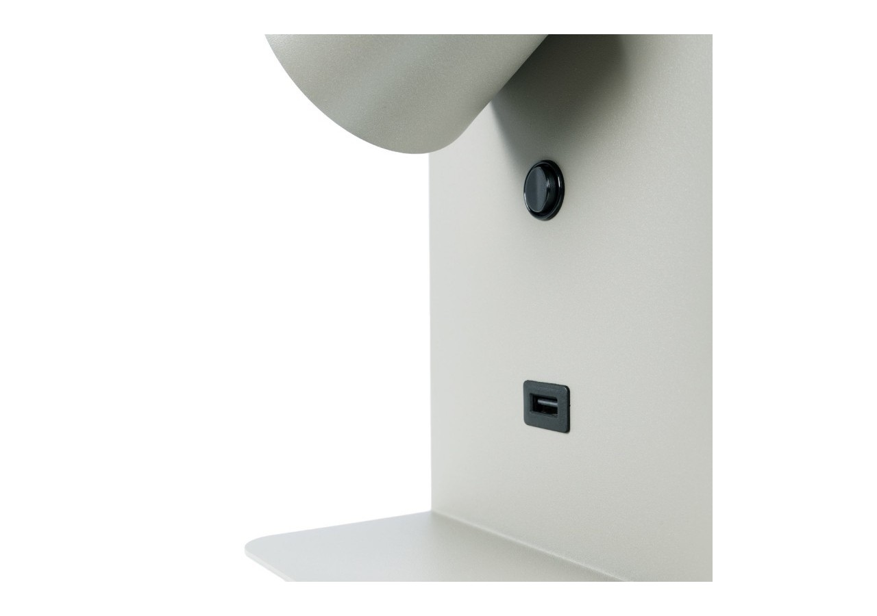 Lot de 2-Applique murale liseuse avec port USB "BASKOP"-6W-Design vertical-Gris - K1545-2G - Barcelona LED