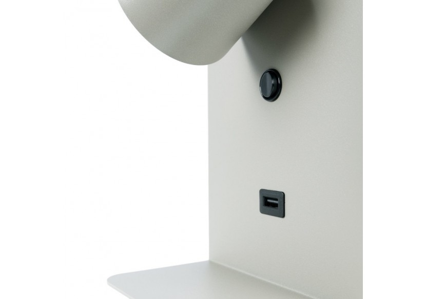 Lot de 2-Applique murale liseuse avec port USB "BASKOP"-6W-Design vertical-Gris - K1545-2G - Barcelona LED