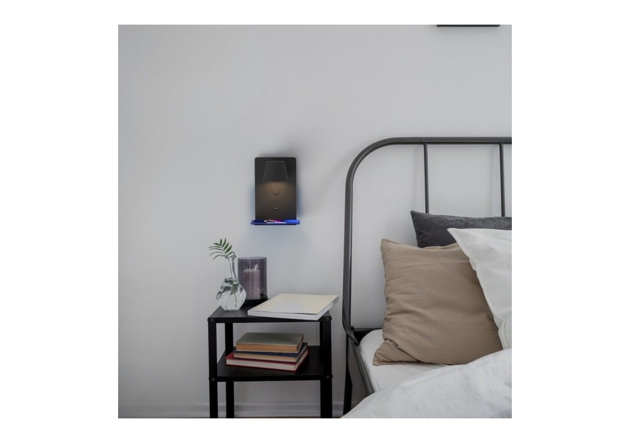 Lot de 2-Applique murale liseuse avec port USB "BASKOP"-6W-Design vertical-Noir - K1545-2N - Barcelona LED