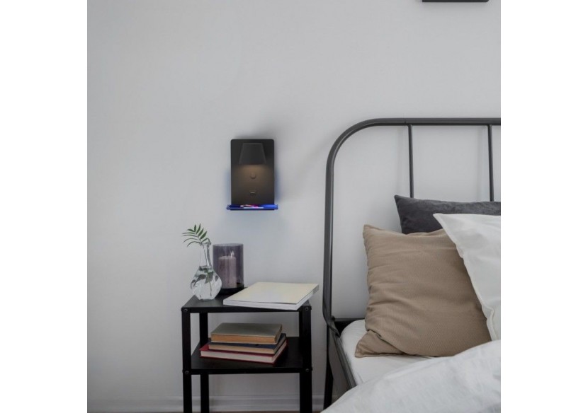 Lot de 2-Applique murale liseuse avec port USB "BASKOP"-6W-Design vertical-Noir - K1545-2N - Barcelona LED